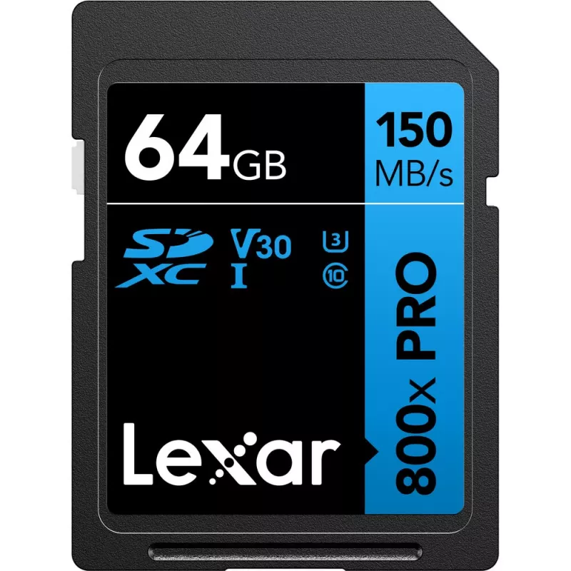 Karta pamięci SDXC Lexar 64 GB UHS-I 800xPRO — Klasa 10, U3, V30, 150 MB/s