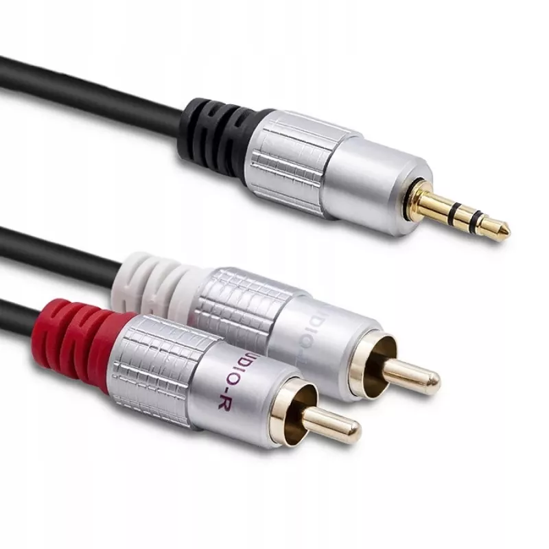 Kabel audio Qoltec 52339 1m 2xRCA 3.5mm Czarny