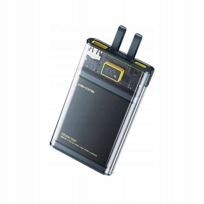 Powerbank WEKOME WK-WP-323 z serii Vanguard, 10000 mAh, wbudowany kabel USB-C i Lightning, PD 20 W + QC 22,5 W