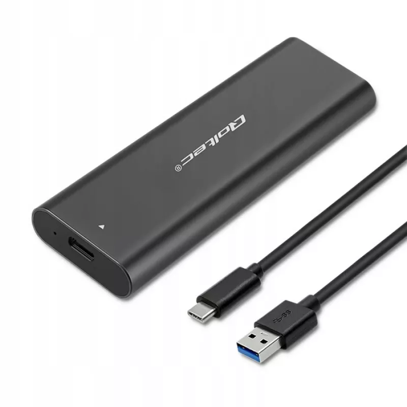 Obudowa SSD QOLTEC 50312 Czarna dla pojedynczego dysku M.2 SATA, USB Type-C (USB 2.0 / 3.2 Gen 1)