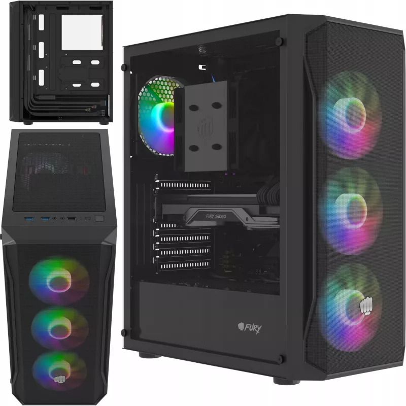 Obudowa Fury Shobo SH4F z oknem RGB i 4 wentylatorami MIDI Computer PC