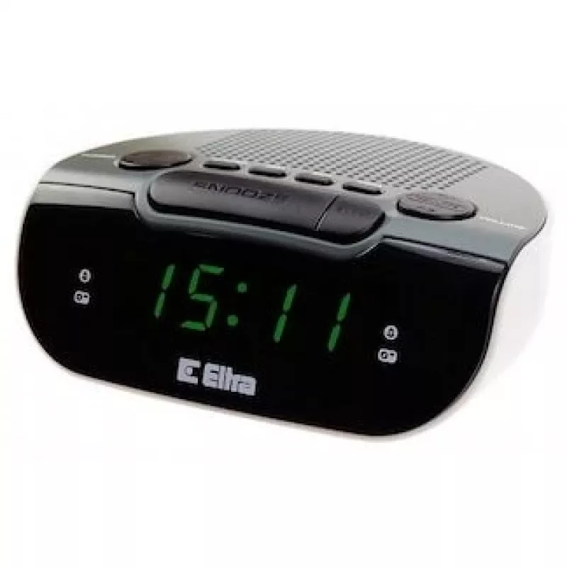Radio z zegarem/alarmem LED, Eltra, 127x53x98 mm, szary/biały