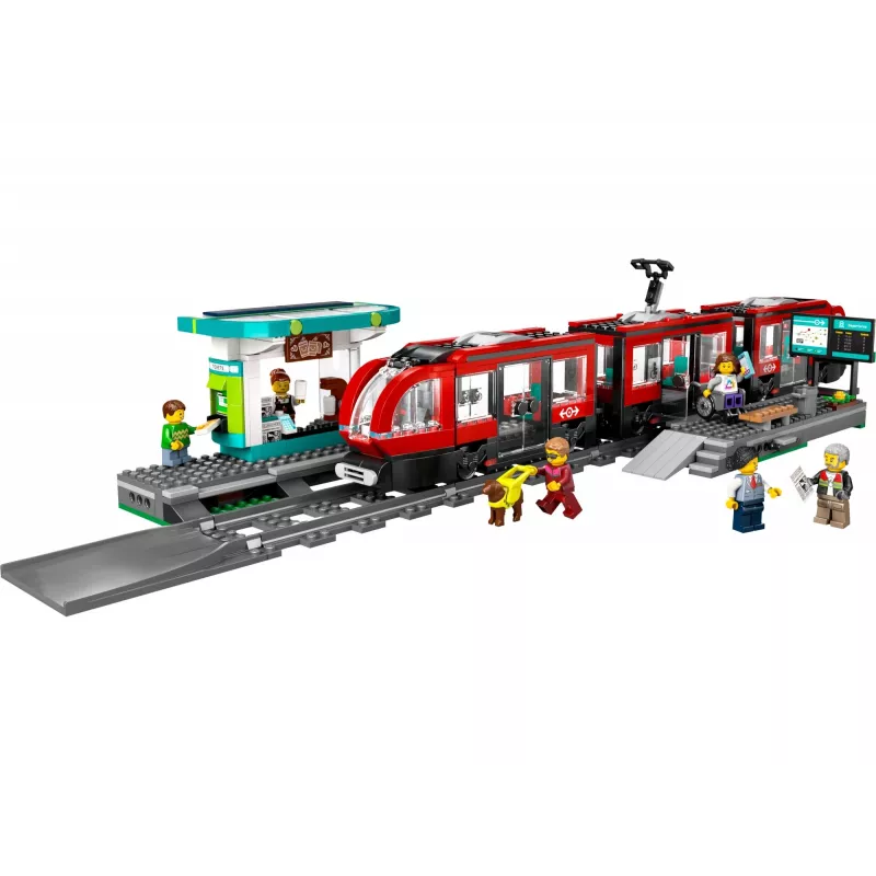 Zestaw budowlany LEGO City Tramwaj i stacja do odgrywania ról dla dzieci z zabawkowym tramwajem, prezent dla chłopców i dziewczynek od 7 lat, którzy kochają pojazdy