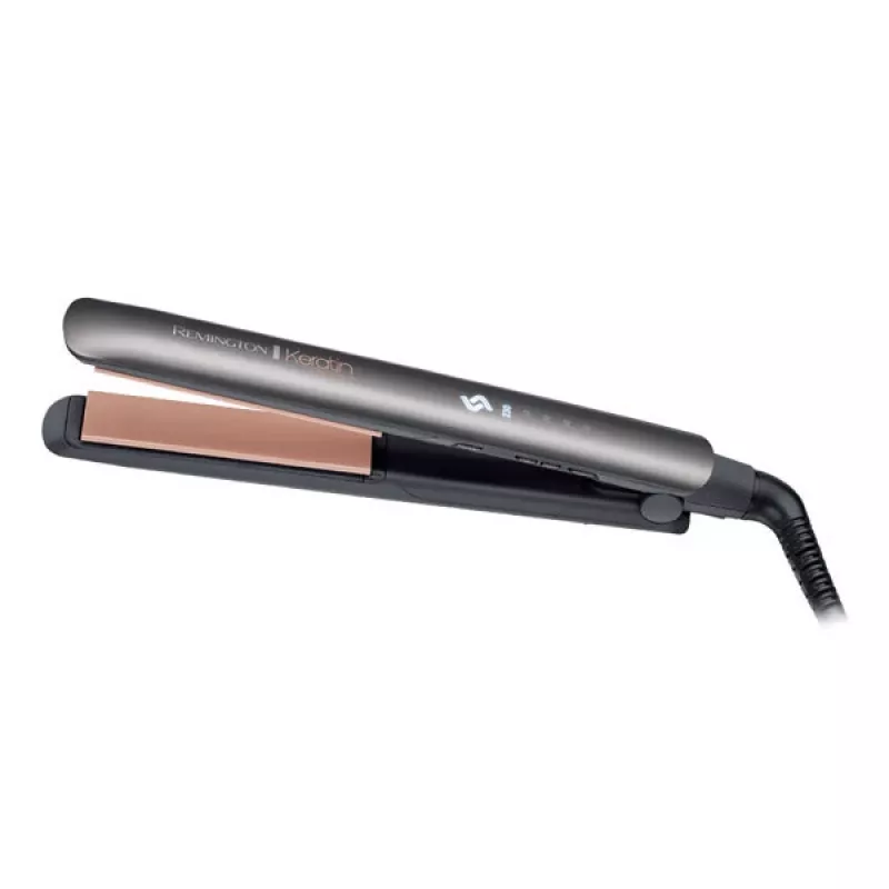 Prostownica Remington S8598 Warm Czarny szary — płytki ceramiczne 11 cm, 5 poziomów temperatury, 160–230°C, przewód 3 m, etui