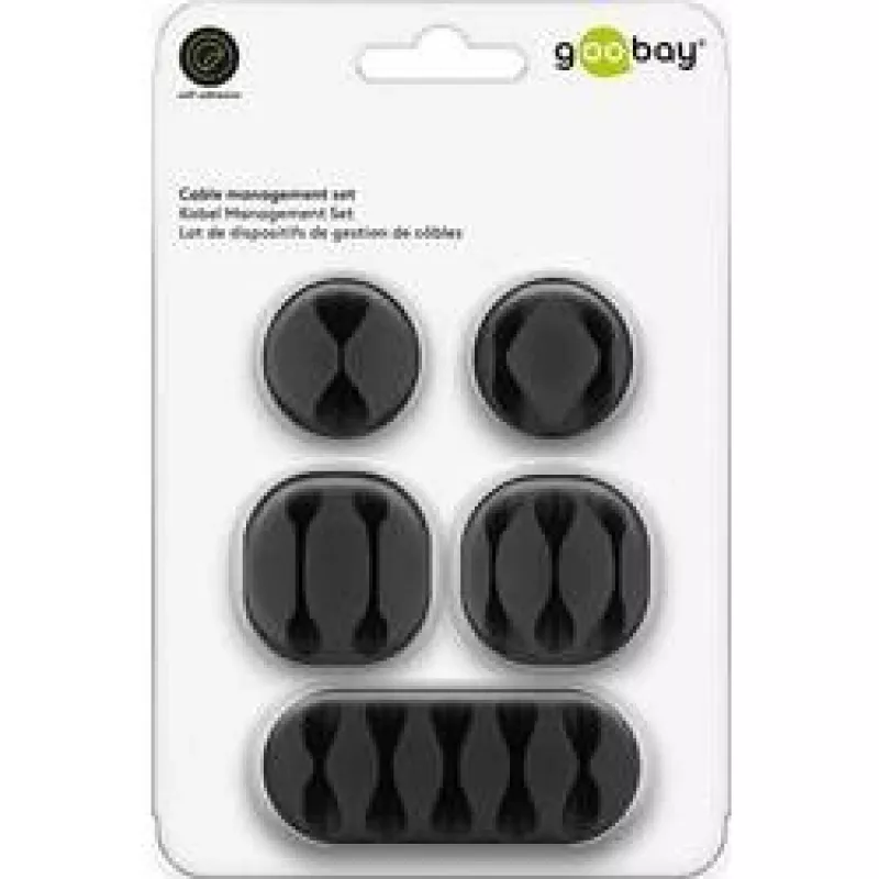 Klips do kabli Goobay 70683 Biurko Ściana Czarny 5 szt.