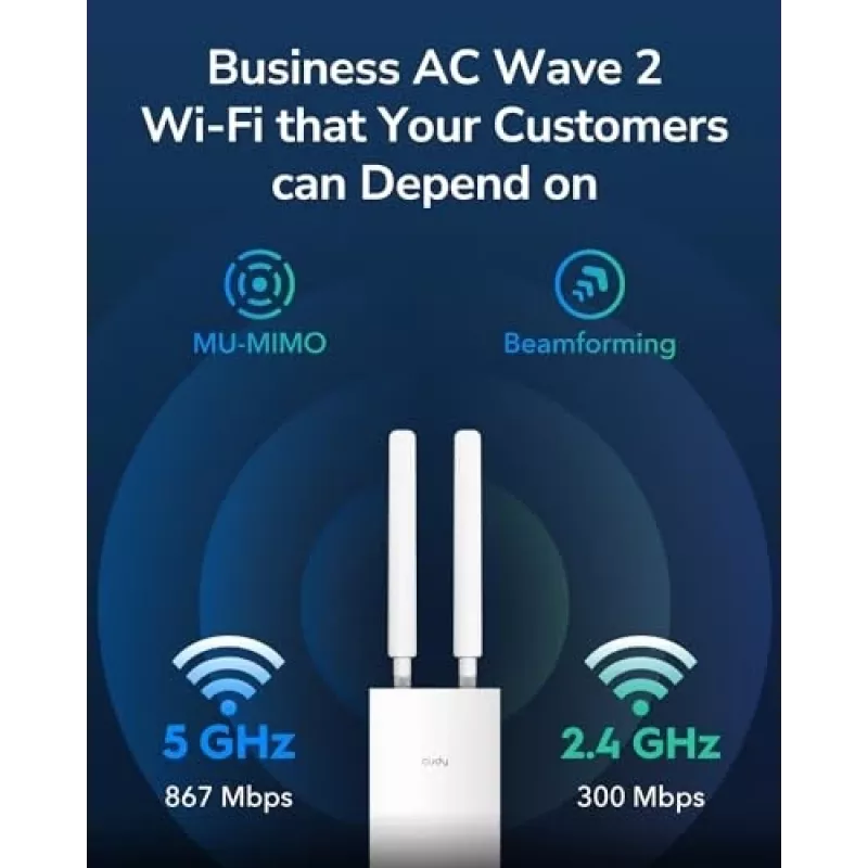 Access Point Cudy AP1300 Outdoor — dwuzakresowy 2,4/5 GHz, 300/867 Mb/s, IP65, PoE, 2 zewnętrzne anteny RP‑SMA