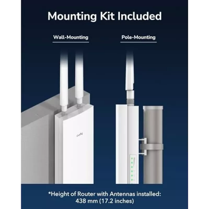 Access Point Cudy AP1300 Outdoor — dwuzakresowy 2,4/5 GHz, 300/867 Mb/s, IP65, PoE, 2 zewnętrzne anteny RP‑SMA