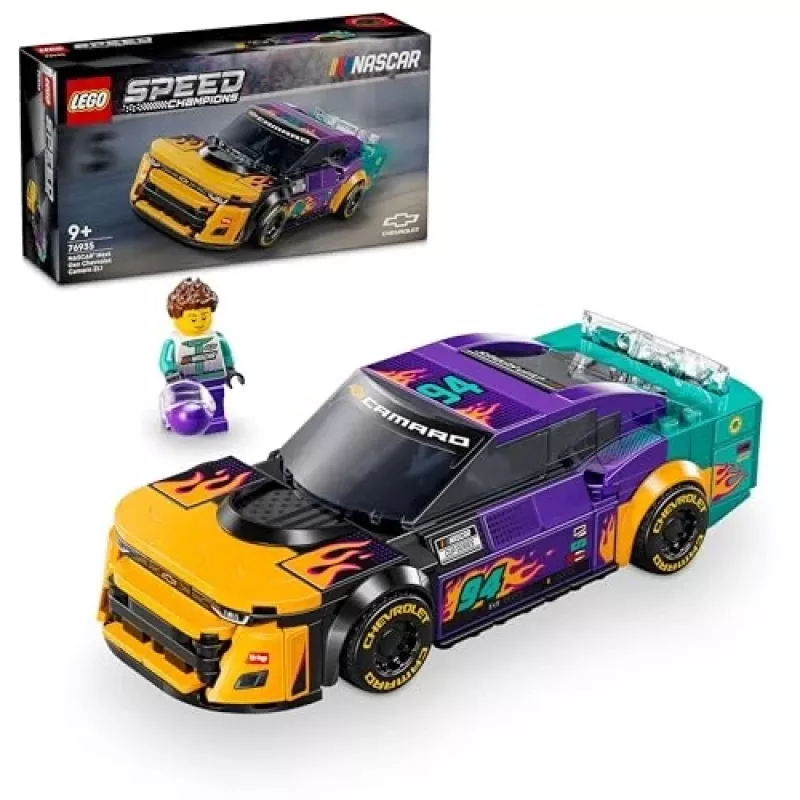 Klocki konstrukcyjne LEGO Speed Champions 76935 NASCAR Next Gen Chevrolet Camaro ZL1, 328 elementów, 1 minifigurka, wiek 9+