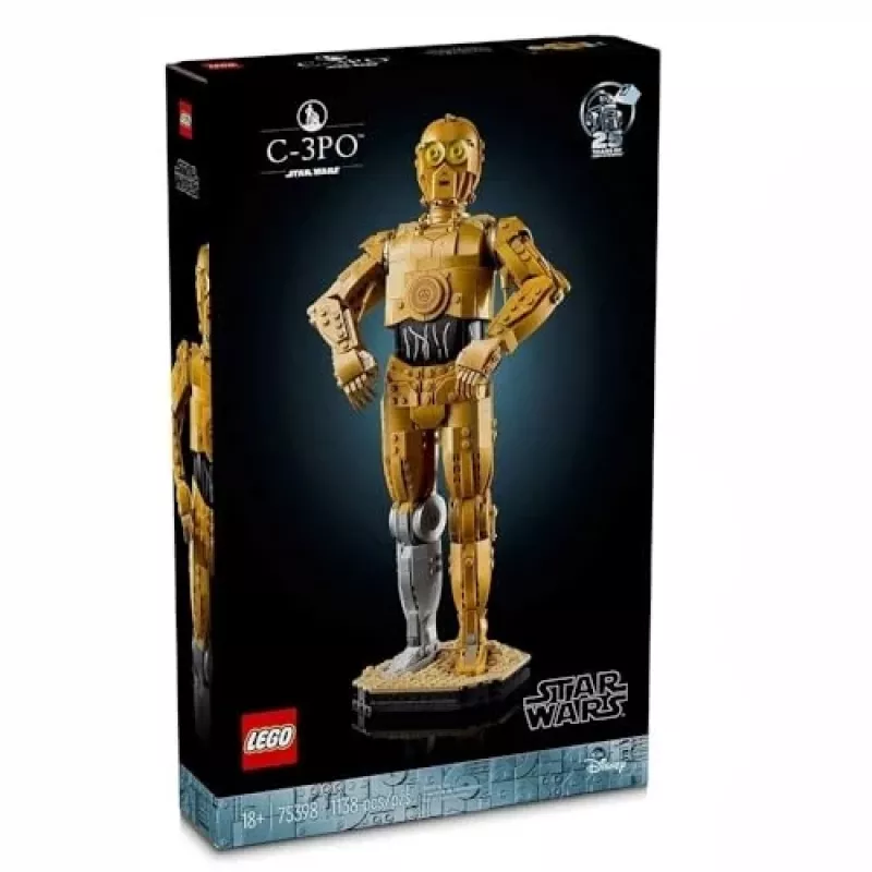 LEGO figura do zbudowania Star Wars C-3PO model 75398 — 1138 elementów, 380 mm kolekcjonerski model na wystawę