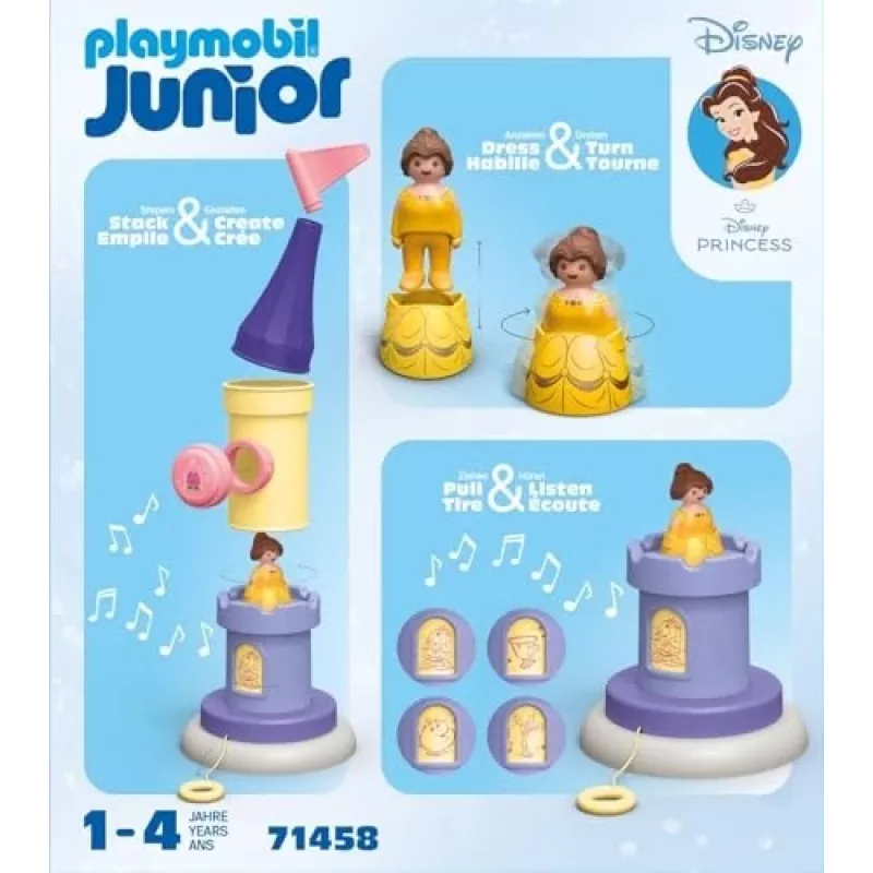 PLAYMOBIL JUNIOR i Disney: Wieża Zabaw Belle z Dźwiękiem | Zestaw dla Maluchów 1-3