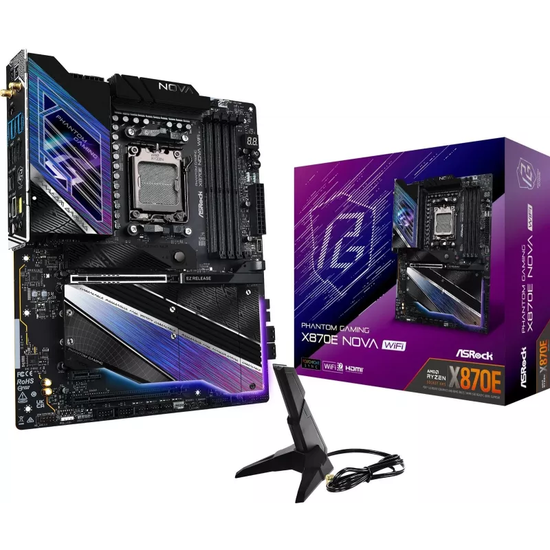 Płyta główna ASROCK MK X870E NOVA WIFI AMD X870E Socket AM5 ATX, DDR5, 4x DIMM, 256GB, Wi‑Fi 7, BT 5.4, 5Gb LAN, PCIe Gen5 M.2