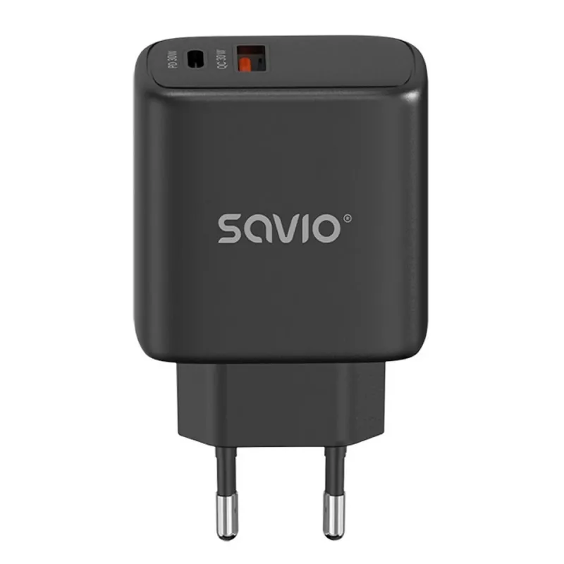 Ładowarka zewnętrzna SAVIO LA-06/B USB Type-C 30W Power Delivery 1x USB-C Czarny, 5–20V, 3A/9V, 3A/5V, 3A/12V, 2.1A
