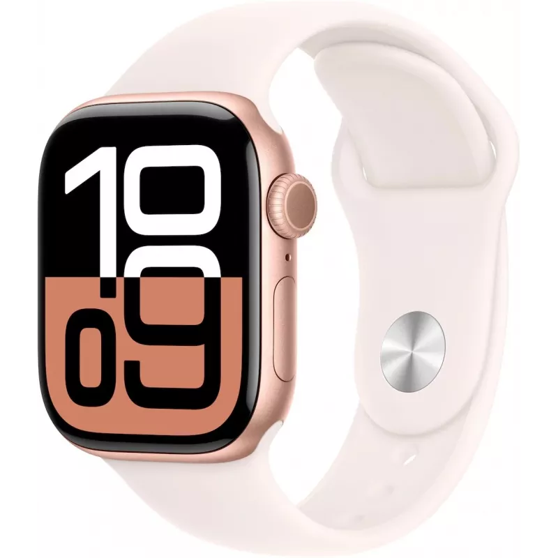 APPLE Watch Series 10 GPS 42mm Koperta ze stopu aluminium w kolorze różowego złota z paskiem sportowym Light Blush - S/M