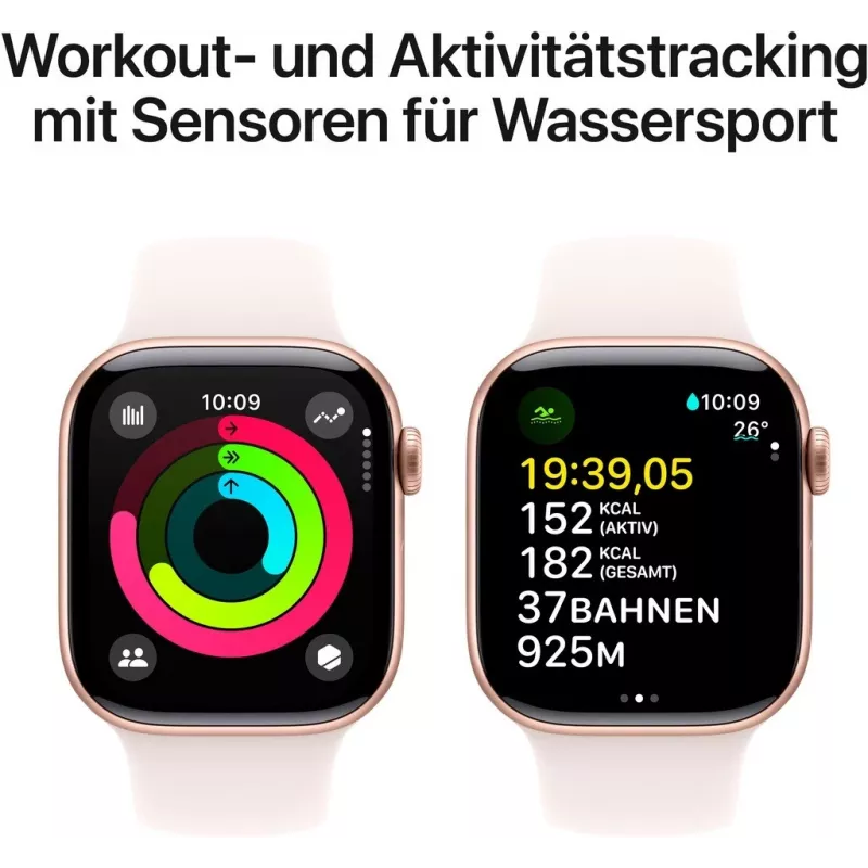 APPLE Watch Series 10 GPS 42mm Koperta ze stopu aluminium w kolorze różowego złota z paskiem sportowym Light Blush - S/M