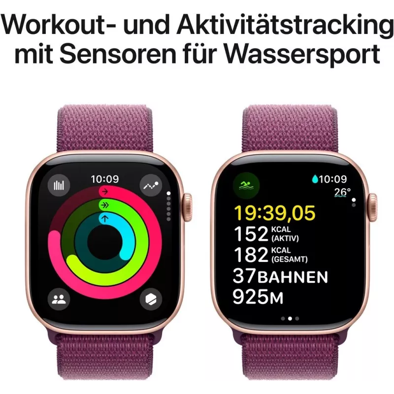 APPLE Watch Series 10 GPS 46 mm koperta z różowego złota aluminium z pętelką sportową Plum