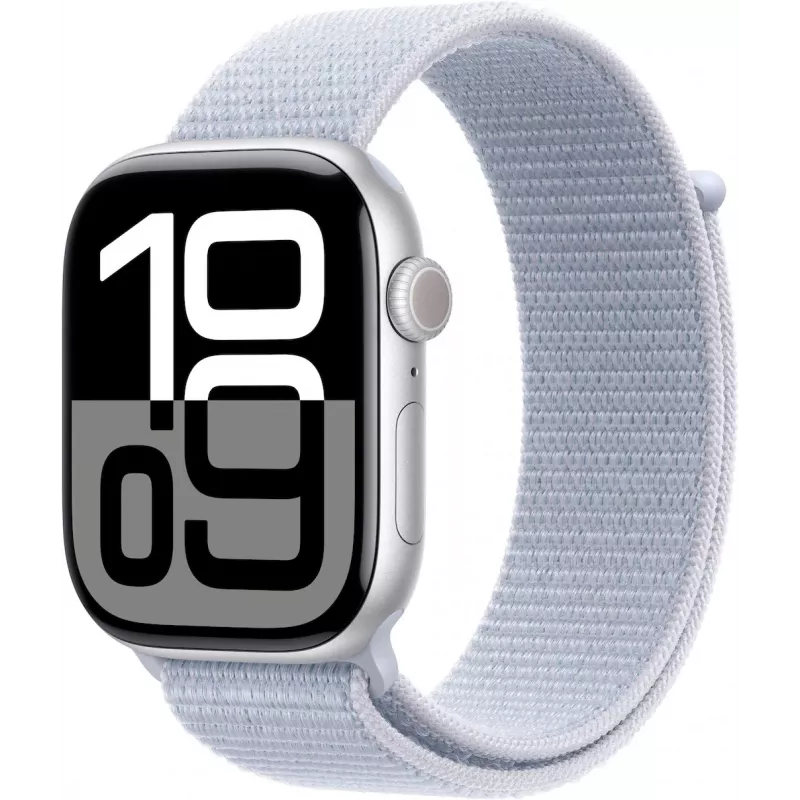 APPLE Watch Series 10 GPS 46mm srebrna aluminiowa koperta z pętlą sportową niebieski Cloud