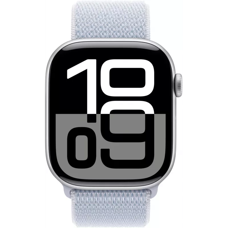 APPLE Watch Series 10 GPS 46mm srebrna aluminiowa koperta z pętlą sportową niebieski Cloud