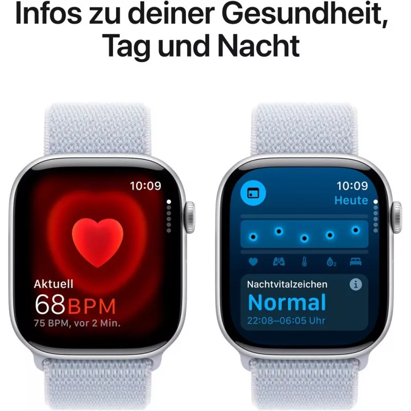APPLE Watch Series 10 GPS 46mm srebrna aluminiowa koperta z pętlą sportową niebieski Cloud
