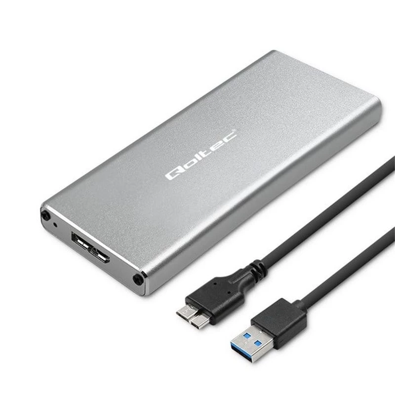 Aluminiowa obudowa QOLTEC 51833 dla dysku M.2 SSD, SATA na USB 3.0, obsługa do 2 TB