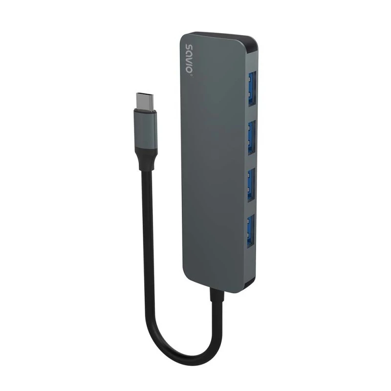 Hub USB SAVIO AK-54 — 4 x USB-A (USB 3.2 Gen 1), host USB-C, czarny
