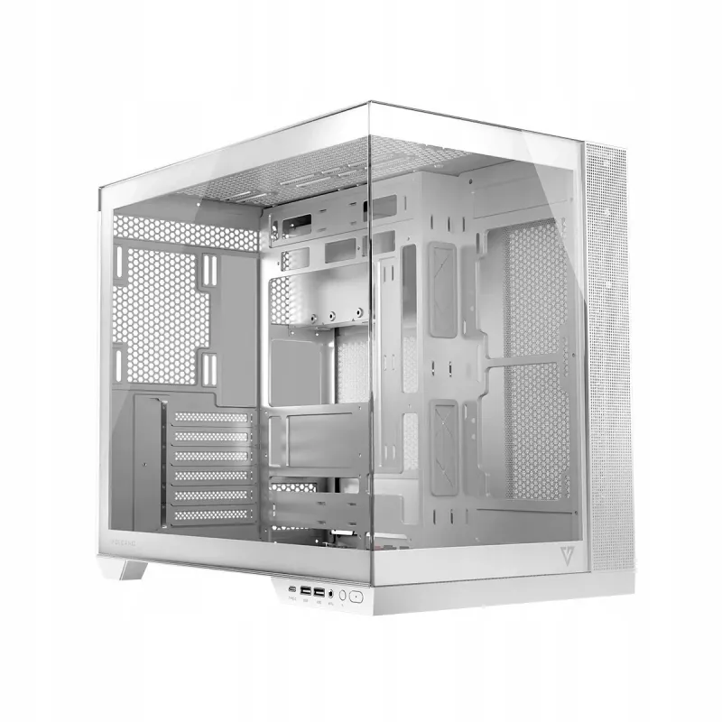 PC case MODECOM Volcano Panorama Midi Tower biały — micro ATX, szkło hartowane, ARGB, USB-C, obsługa GPU 400 mm
