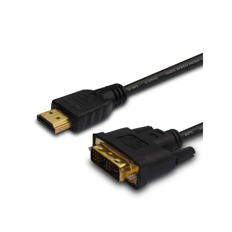 Przewód Savio CL-139 Adapter Video 1,8 m DVI-A HDMI Typ A (Standard) Czarny