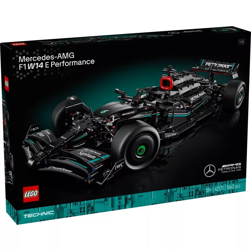 Zestaw LEGO Technic model Mercedes‑AMG F1 W14 E Performance — 1 432 elementy, zalecany wiek 18+
