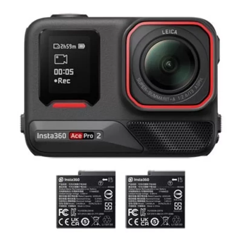 Kamera sportowa Insta360 Ace Pro 2 — 50 MP, 8K Ultra HD (7680×3272), matryca 1/1,3 cala, do 240 kl./s, wbudowany wyświetlacz, Wi‑Fi, MicroSD, 177,7 g, Czarny