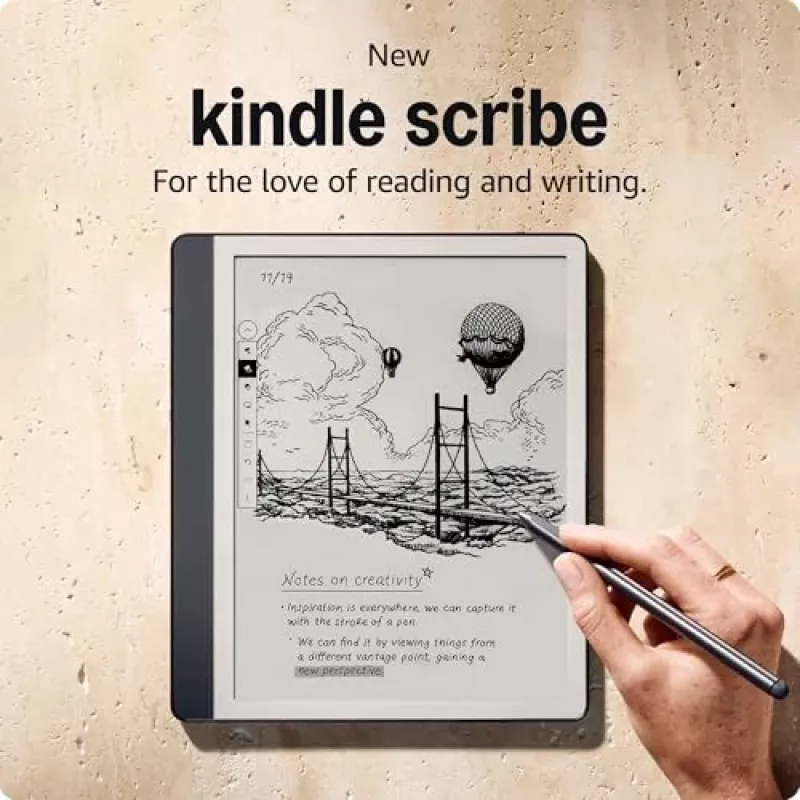 Ebook New Kindle Scribe - wersja 2024, 10,2 cala, bez odblasków, 64 GB Wi-Fi (bez reklam na ekranie blokady) z rysikiem Premium Pen w kolorze wolframowym