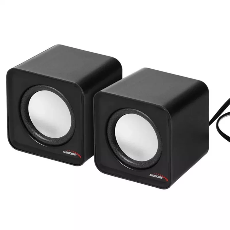 2-drożny głośnik PC Audiocore AC870 B — 3 W RMS, przewodowe zasilanie USB, wejście 3,5 mm, kanały 2.0