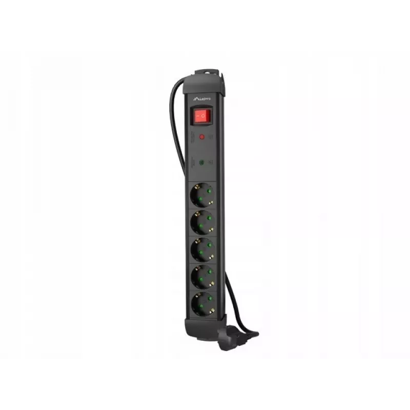 Lanberg SP1-05F-0300-BK przedłużacz zasilania 3 M 5 gniazd AC wewnątrz Czarny