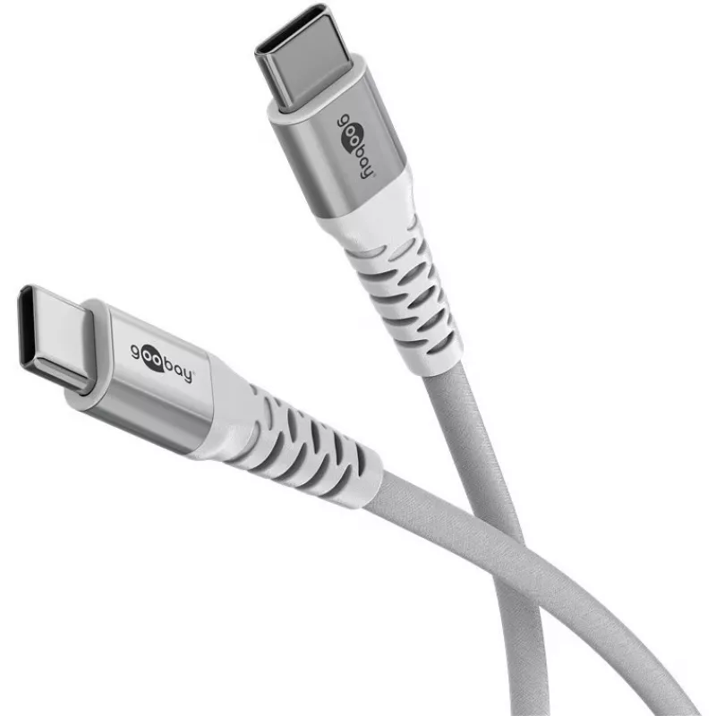 Goobay KAB USB-C (ST-ST) 2m Przewód połączeniowy w oplocie tekstylnym Biały Kabel USB USB 2.0 USB C (70194)