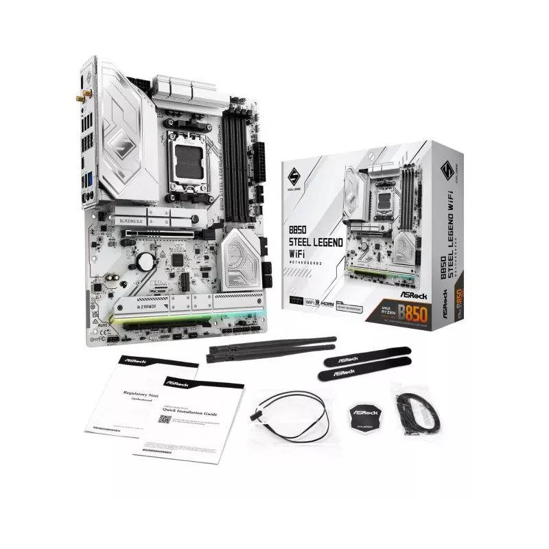 Płyta główna ASROCK B850 Steel Legend WiFi ATX — AMD B850, Socket AM5, DDR5, 4x DIMM, 4x M.2, Wi‑Fi 7, 2.5Gb LAN