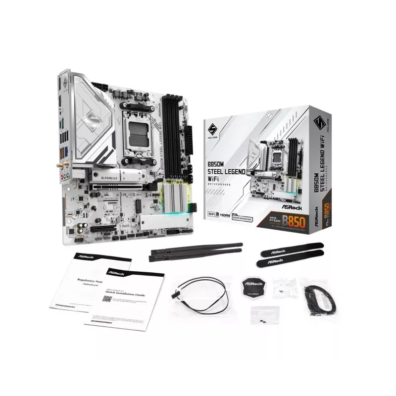 Płyta główna ASRock B850M Steel Legend WiFi — AMD B850, Socket AM5, microATX, DDR5, 4 DIMM, Wi‑Fi 7, 2.5Gb LAN