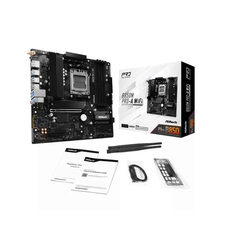 Płyta główna ASRock B850M Pro-A WiFi micro ATX – AMD B850, Socket AM5, DDR5, 4x DIMM, 256GB, Wi‑Fi, 2.5Gb LAN
