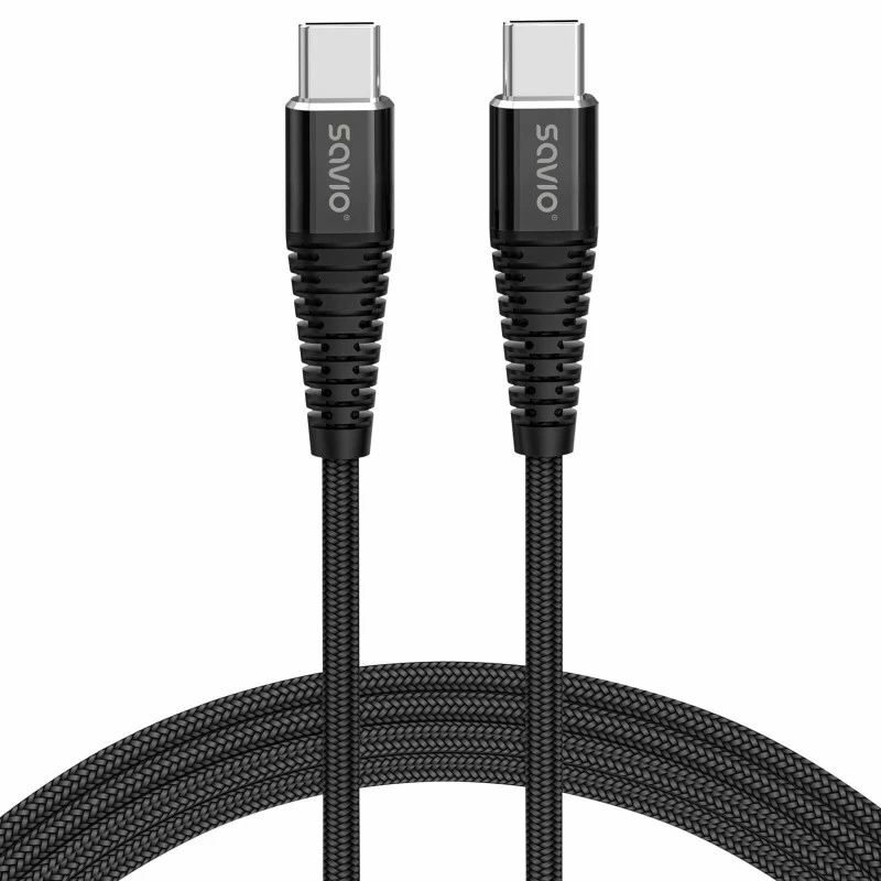 Kabel USB Savio CL-160 2 m USB 2.0 USB C - USB C Czarny