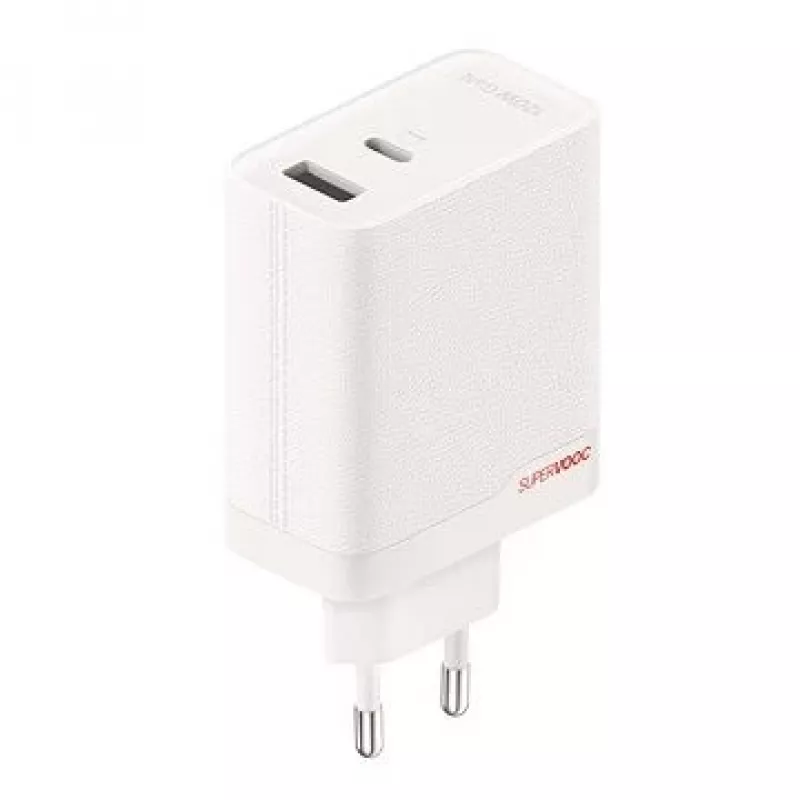 Zasilacz ONEPLUS SUPERVOOC 120W dwuportowa ładowarka przewodowa, 120W całkowitej mocy, 1x USB-C + 1x USB-A, 100–240V, 145 g, biały