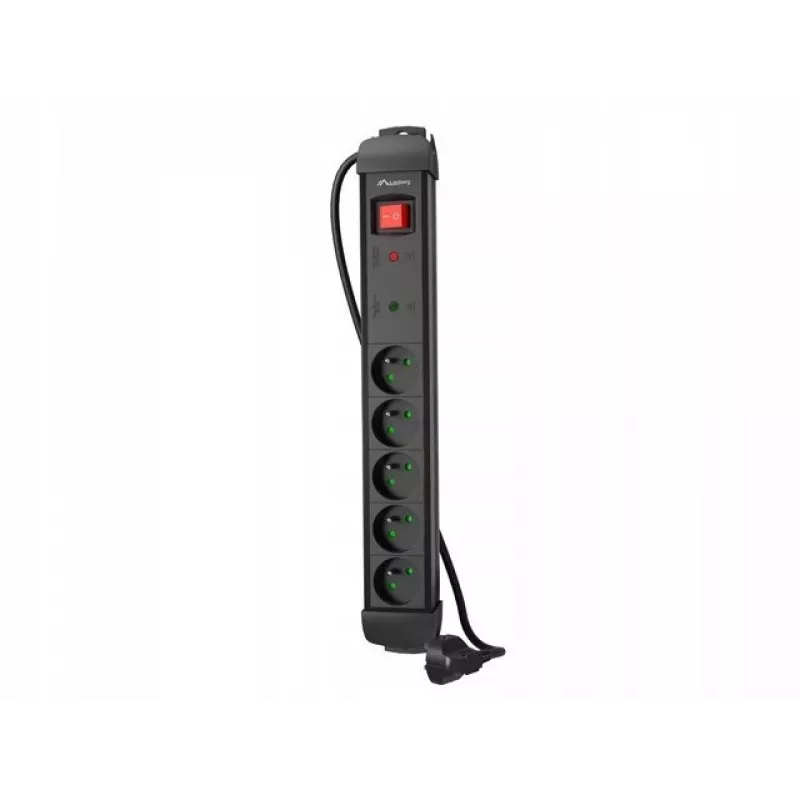 Listwa zasilająca LANBERG SP1 1,5m — 5x gniazd PL, Czarna
