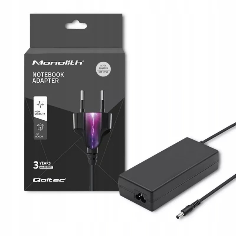 Zasilacz Qoltec 50797 Wewnętrzny Czarny Laptop Kabel 1,16m