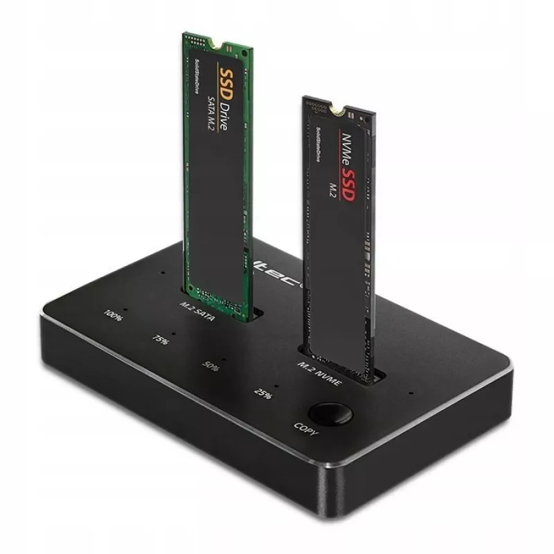 Qoltec 52274 Stacja dokująca do dysków M.2 SSD | NVMe | SATA | USB-C | DUAL 2 x 2TB