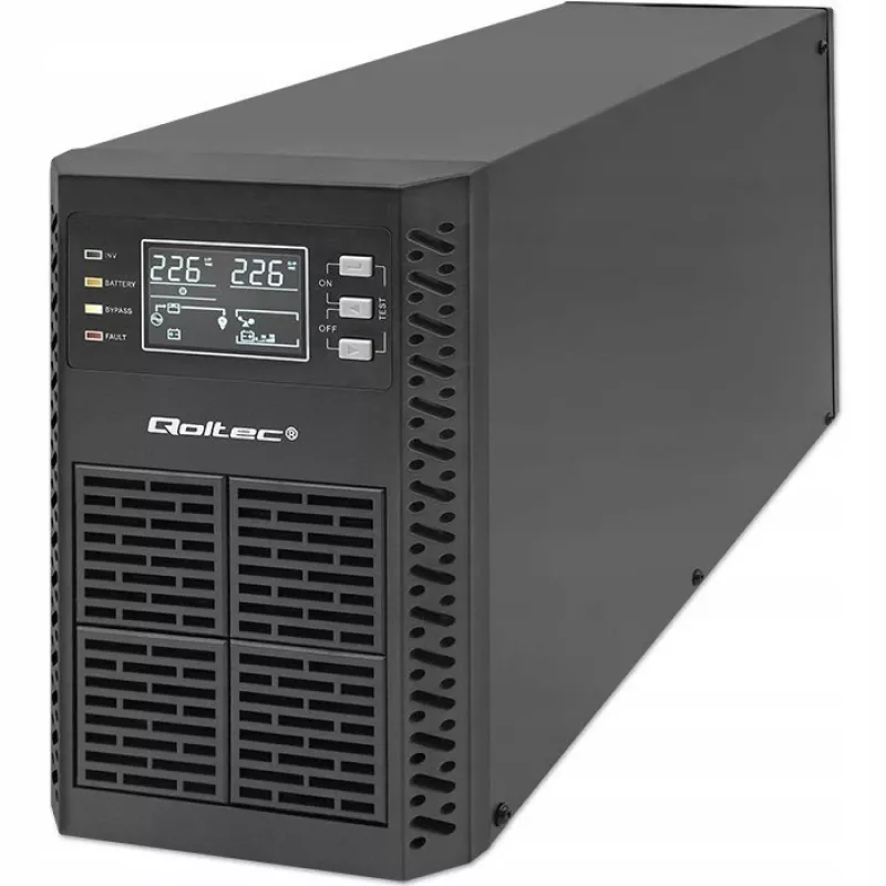 Qoltec 52281 zasilacz awaryjny (UPS) Online 2 kVA 2000 W 3 gniazda wyjściowe
