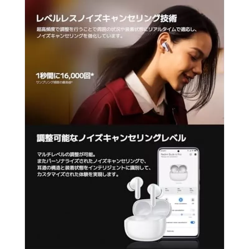 Słuchawki Xiaomi Buds 6 Pro — bezprzewodowe słuchawki douszne, Bluetooth 5.3, ANC, IP54, 36 h z etui, ładowanie bezprzewodowe, USB-C, Space Black