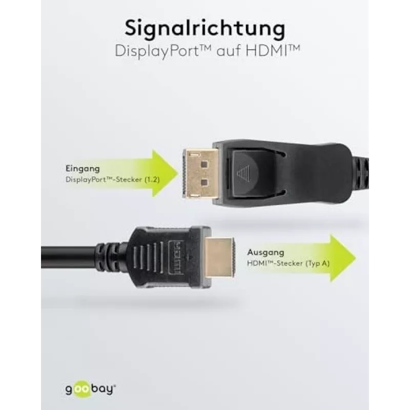 adapter kablowy DisplayPort 1.2 na HDMI 1.4 4K @ 30 Hz / Ultra szybki kabel HDMI / Złącze pozłacane dla bezbłędnej transmisji sygnału / Laptop