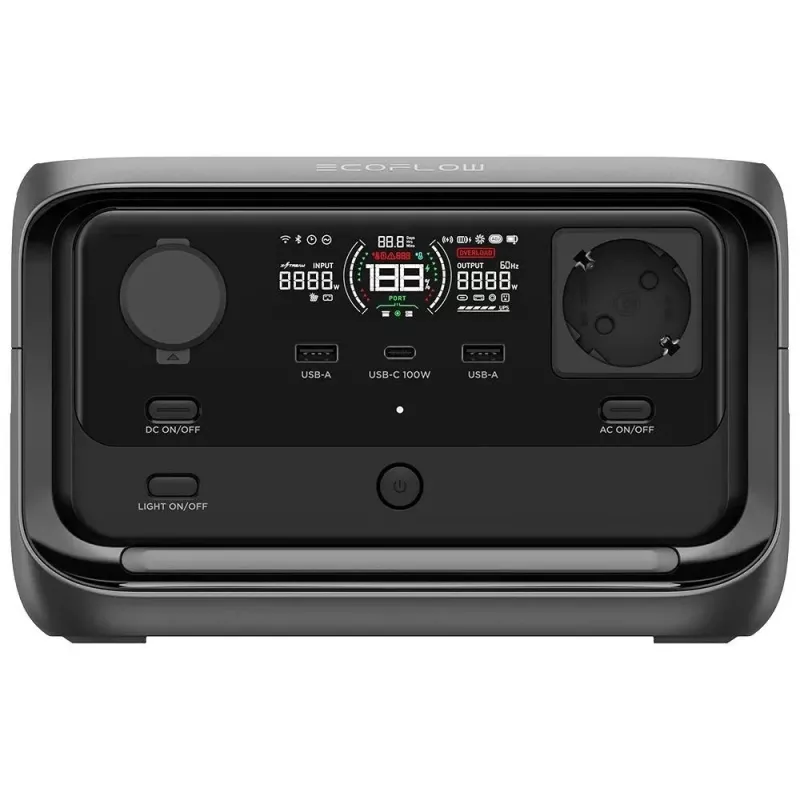 Przenośna stacja zasilania EcoFlow River 3 Plus — LiFePO4 286Wh, wyjścia AC i USB, ładowanie solarne/samochodowe