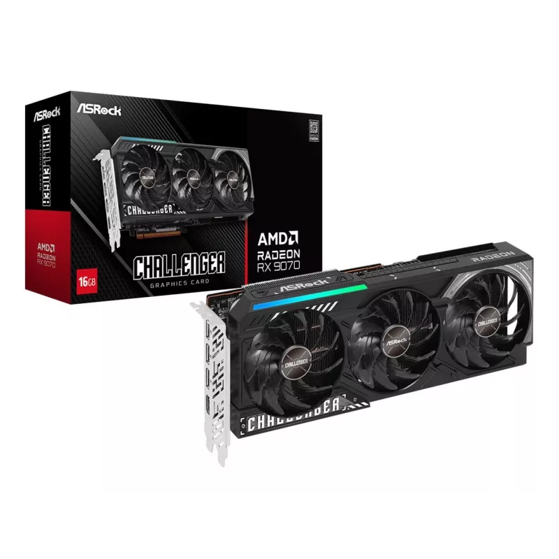 Karta graficzna ASRock Challenger Radeon RX 9070 — 16 GB GDDR6, 256-bit, PCIe 5.0, 3x DisplayPort 2.1a + HDMI 2.1b