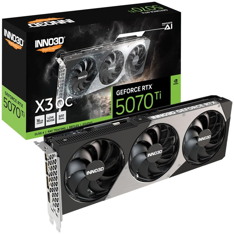 Karta graficzna Inno3D GeForce RTX 5070 Ti — 16 GB GDDR7, PCIe 5.0, 256-bit, 3x DisplayPort 2.1b + HDMI 2.1b