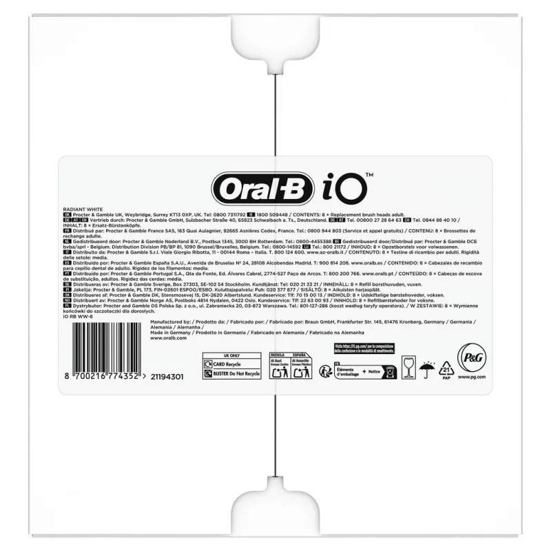 Oral-B IO Series Radiant Biały Oryginalny końcówki szczoteczki do wybielania zębów 8