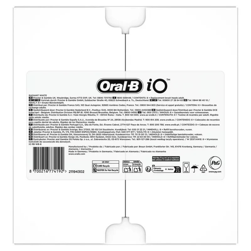 Oral-B IO Series Radiant Biały Czarny Oryginalny końcówki szczoteczki do wybielania zębów 8