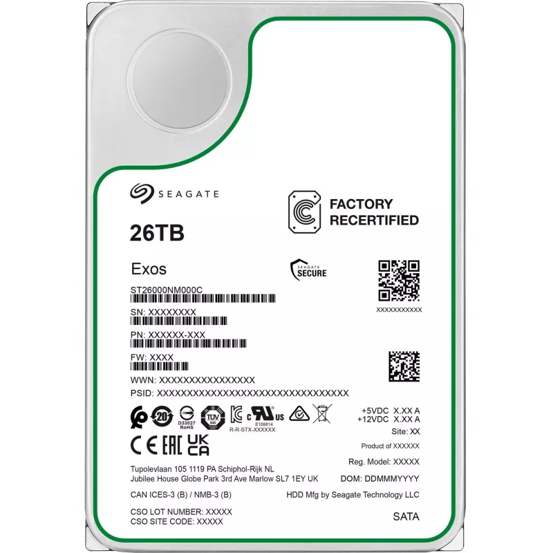 3.5-calowy dysk twardy SEAGATE Exos 26TB SATA Enterprise HDD recertyfikowany