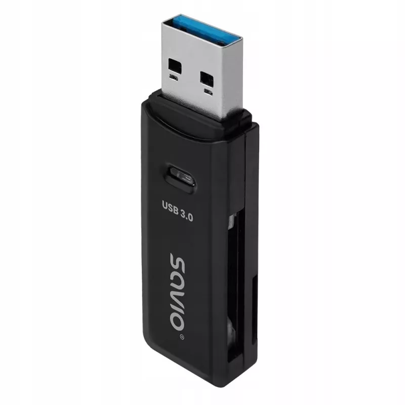 Czytnik kart SAVIO AK-64 USB 3.2 Gen 1 wyjście Type-A, slot MicroSD, 5000 Mbit/s, czarny